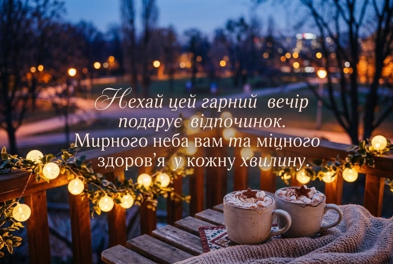 Мирного неба, доброго вечора та гарного вечора: душевні картинки й листівки для найтепліших побажань