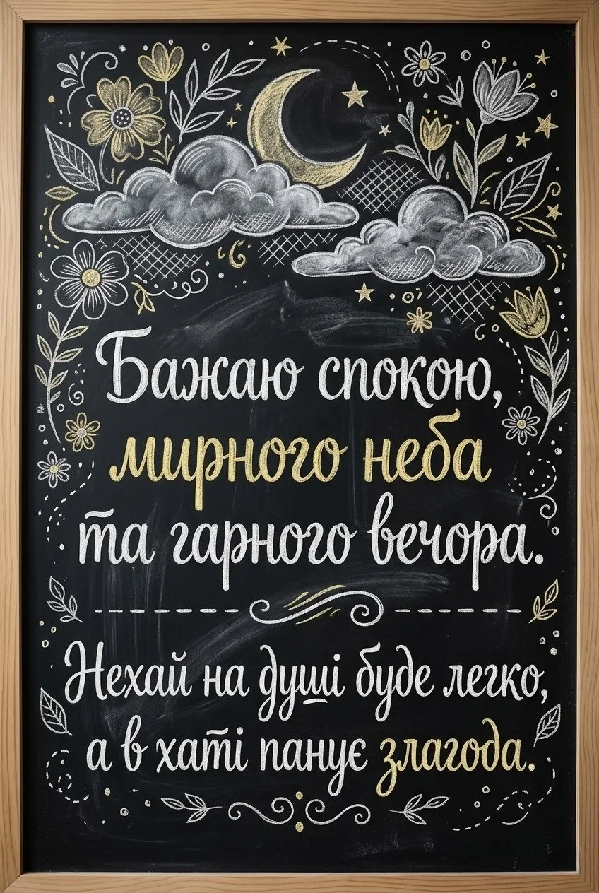 Мирного неба, доброго вечора та гарного вечора: душевні картинки й листівки для найтепліших побажань