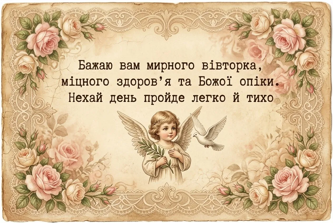 Доброго мирного вівторка: душевні картинки та найкращі побажання у листівках