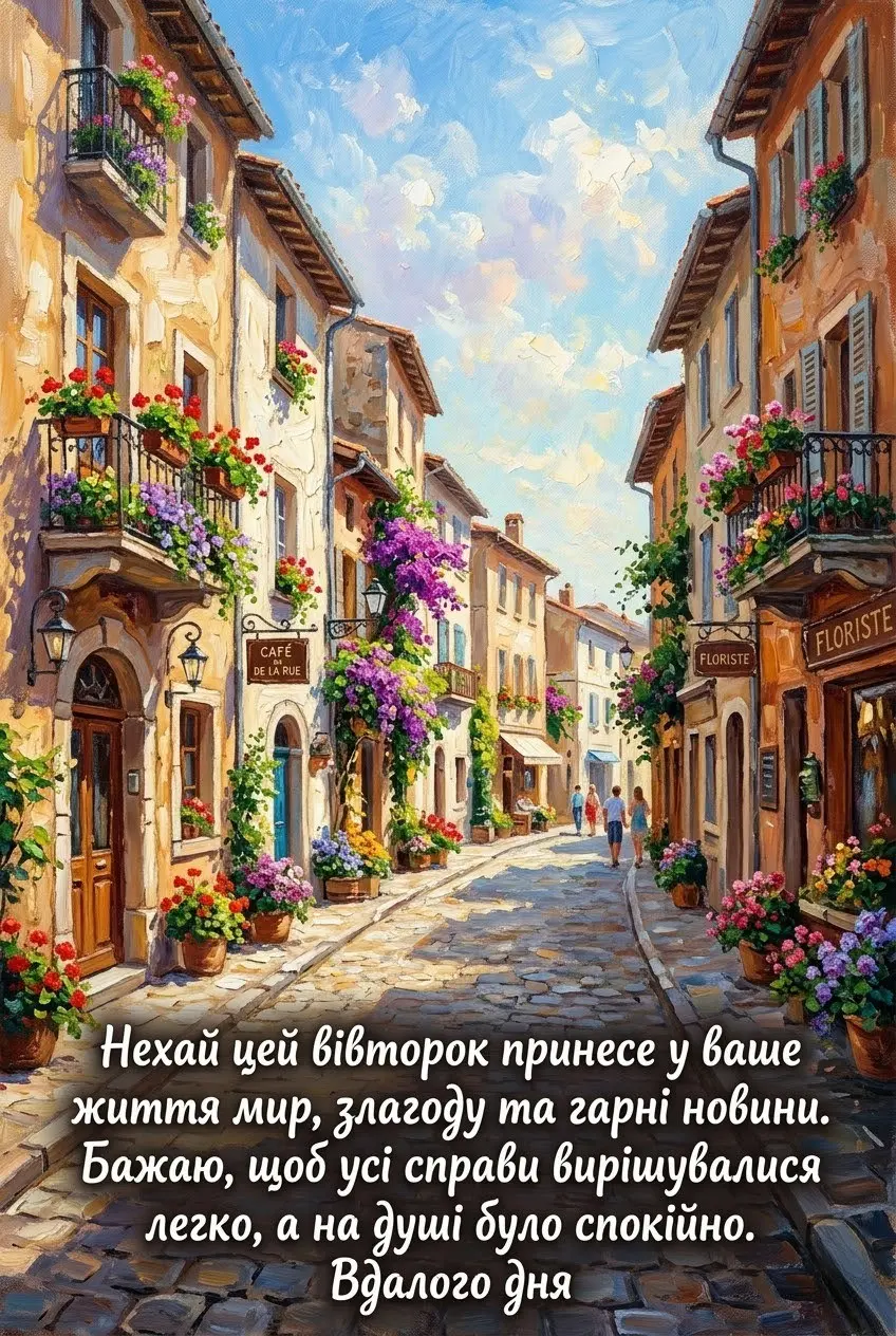 Доброго мирного вівторка: душевні картинки та найкращі побажання у листівках