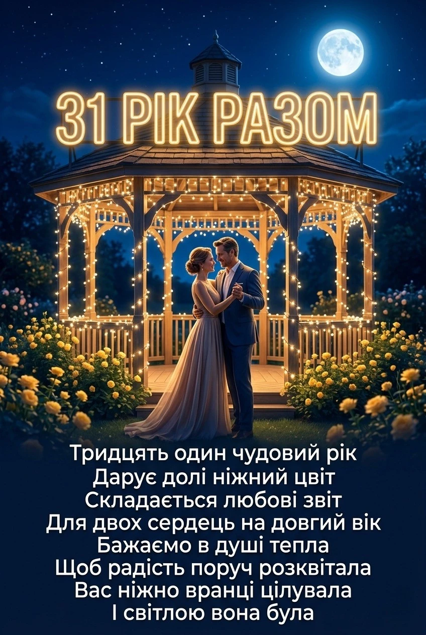 Як привітати з 31-річчям весілля: вірші, проза та красиві слова