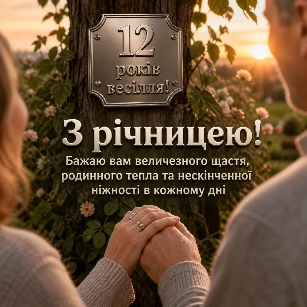 Річниця весілля 12 років: вітання для чоловіка, дружини та друзів