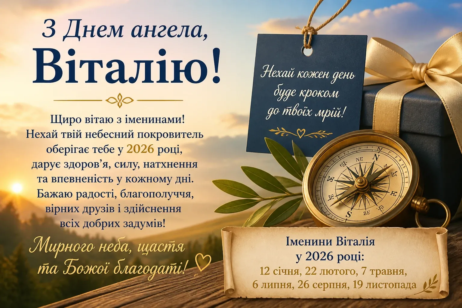 Привітання на іменини Віталія у 2026 році