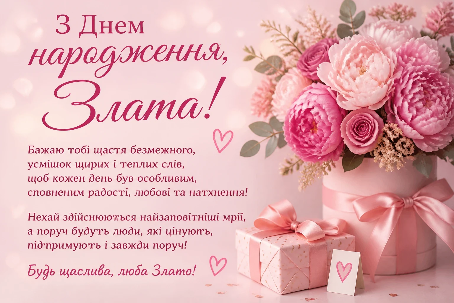 Привітання з днем народження для Злати