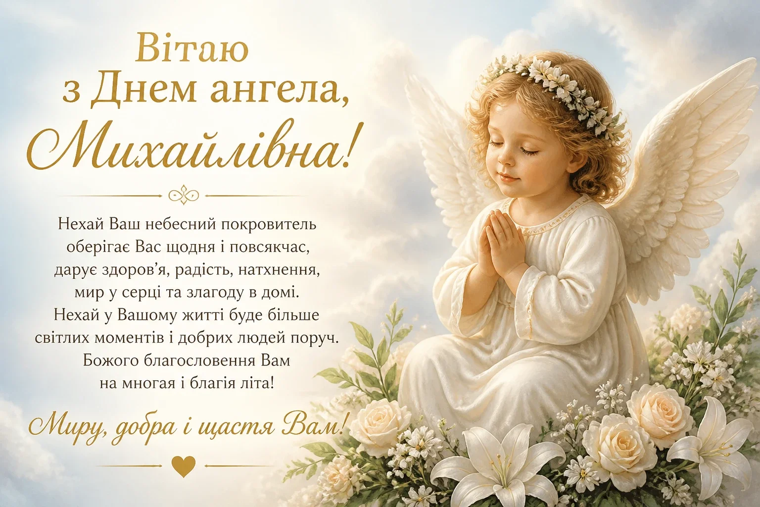 Привітання з днем ангела для Михайлівни