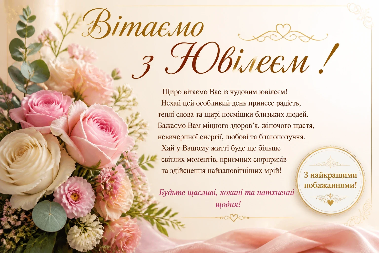 Привітання з ювілеєм для жінки