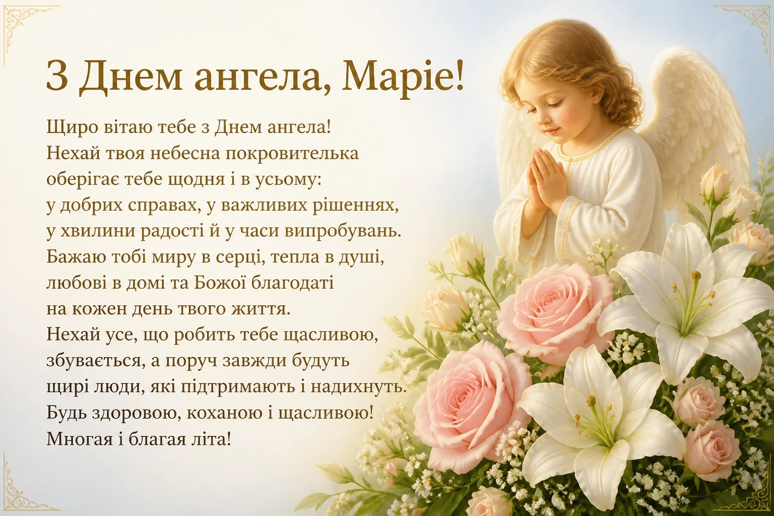 Найкращі привітання з днем ангела Марії в прозі