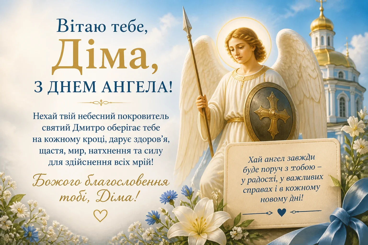 Привітання з днем ангела Дмитра для Діми