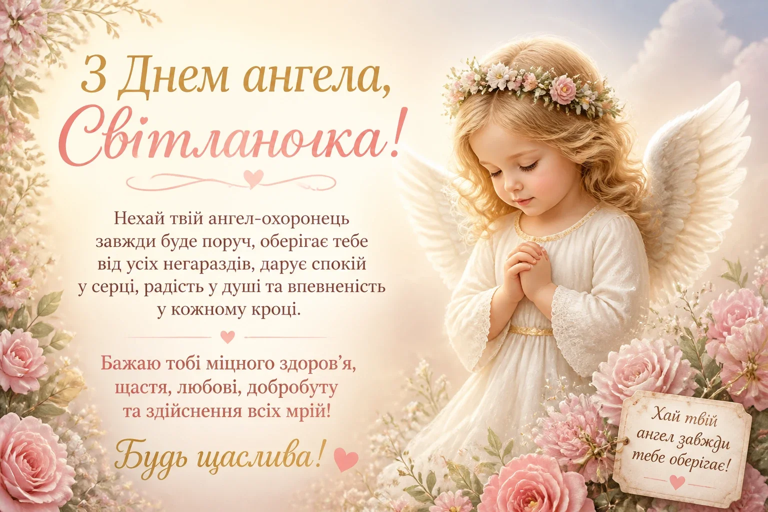 Привітання з днем ангела для Світланочки