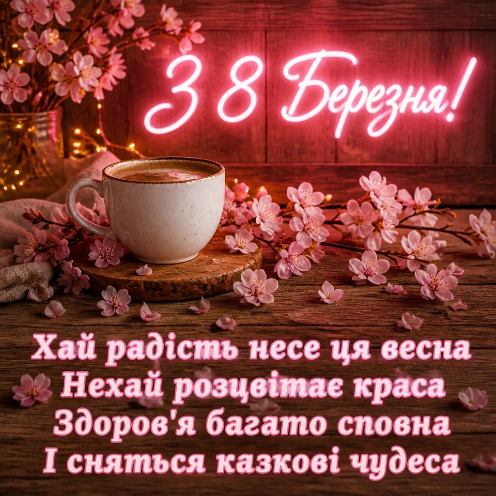 вітальні листівки гарні привітання з 8 березня